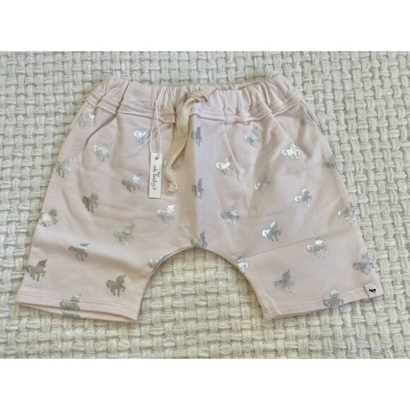 New Oh Baby! Pink And Silver Unicorn Shorts - Picture 1 of 4